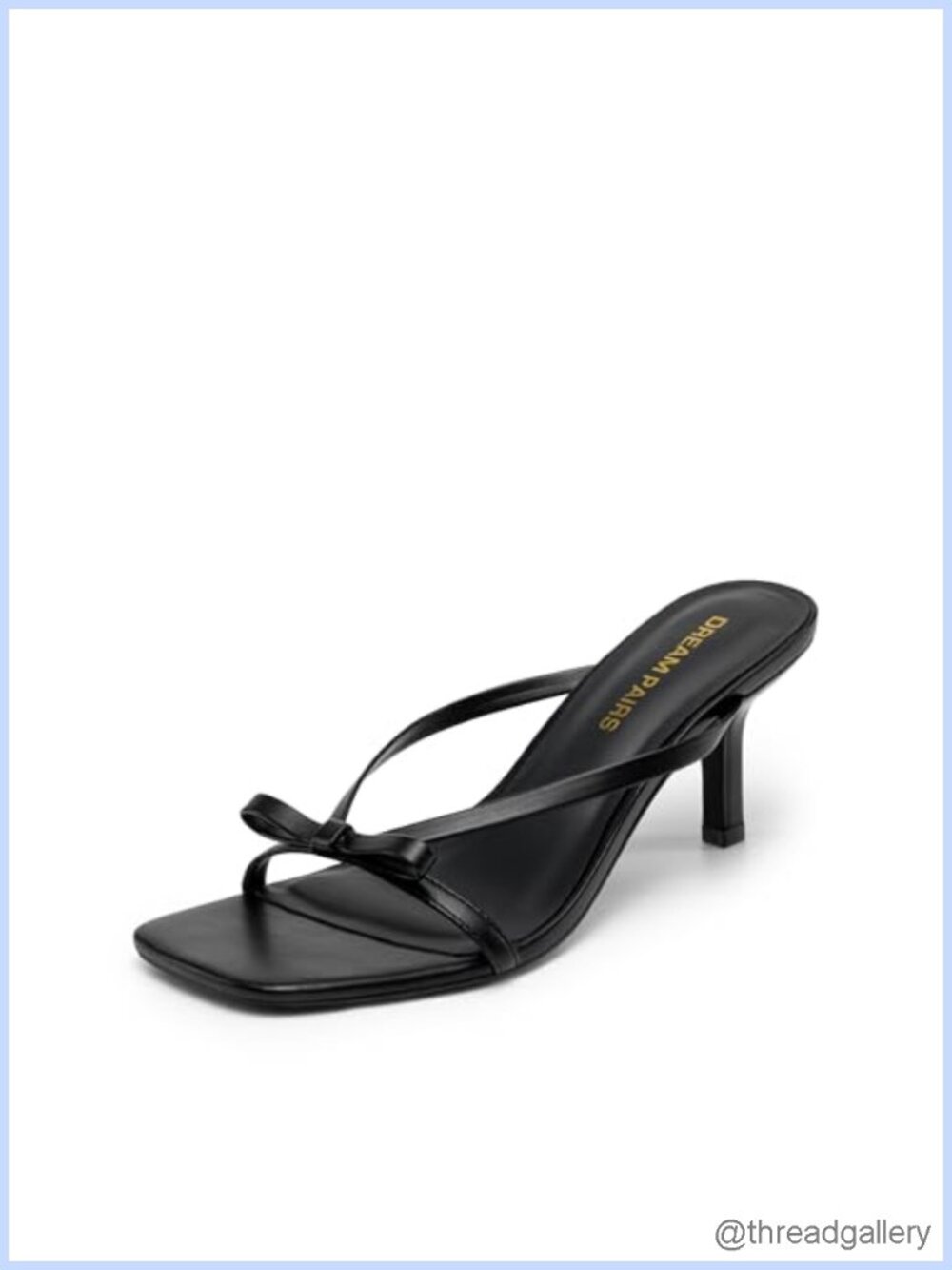 Women's Faux Leather Bow Kitten Heel Sandals Square Toe Slip-On